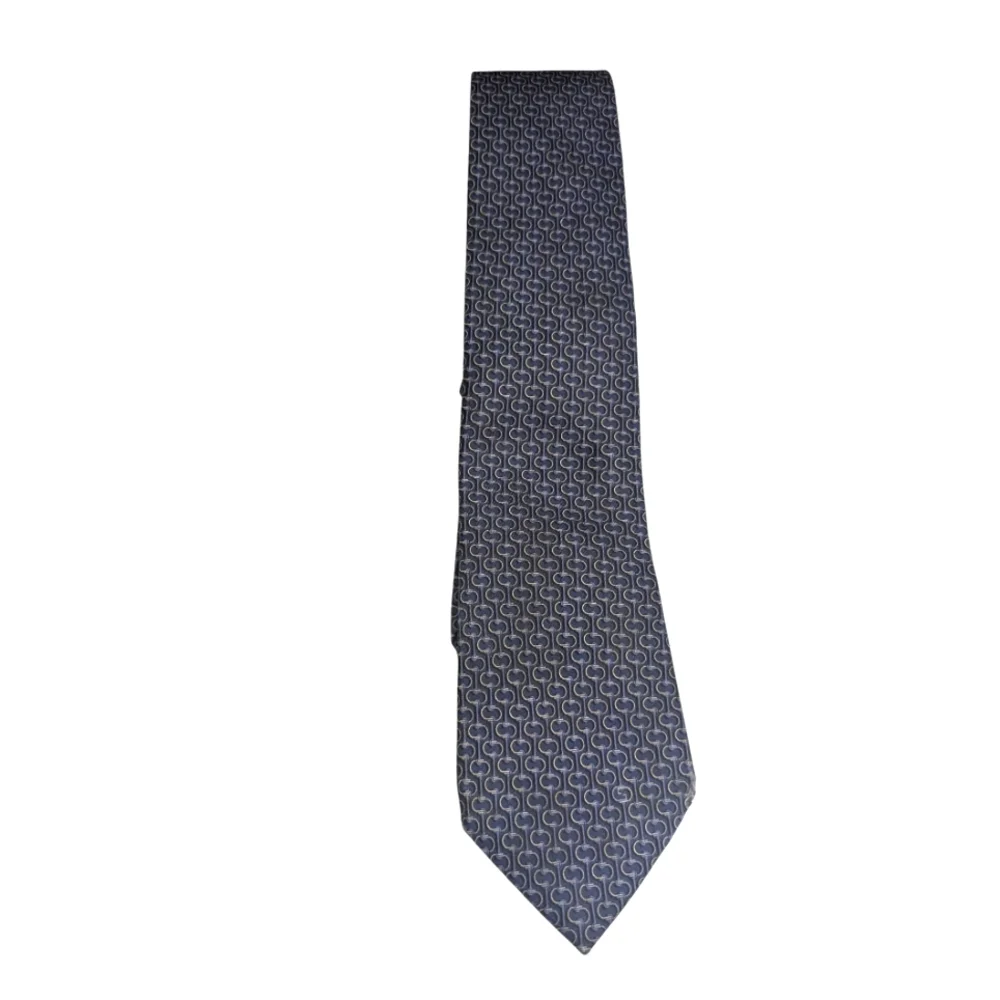 Gucci Blue Silk Printed Tie